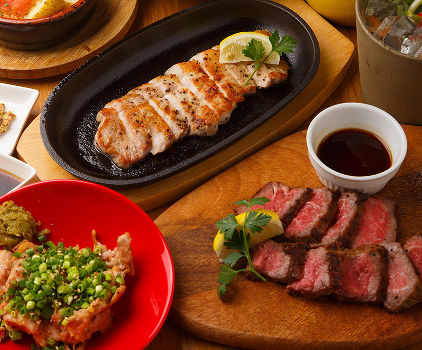 日本酒と赤身ステーキ